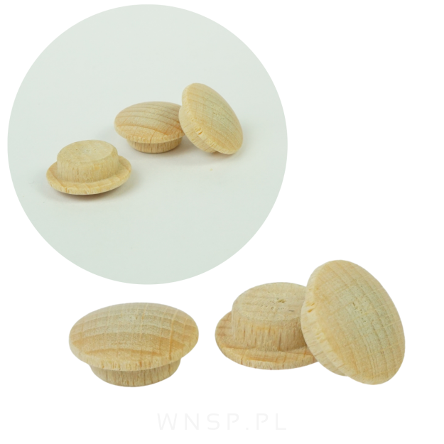 Zaślepki drewniane 20 sztuk do otworu Ø 10 mm buk, surowe