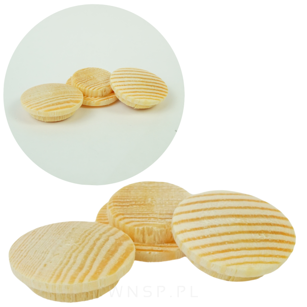 Zaślepki drewniane 20 sztuk do otworu Ø 15 mm sosna, surowe