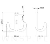 Haczyk typ Malmo, wieszak podwójny, złoty mat - 4