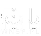 Haczyk typ Malmo, wieszak podwójny, złoty mat - 3
