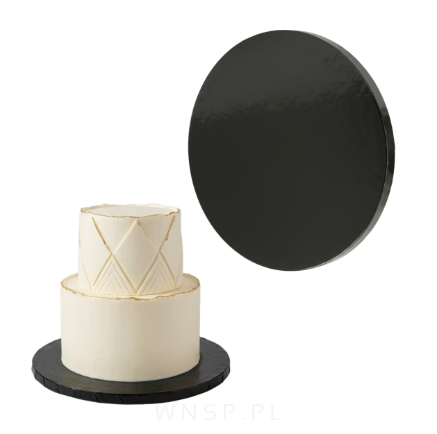 Podkład pod tort Ø 20 cm okrągły, dekoracja na urodziny gruby sztywny czarny