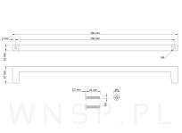 Uchwyt meblowy 256 mm Quadro, czarny, loft do szafki szuflady kuchennej - 2