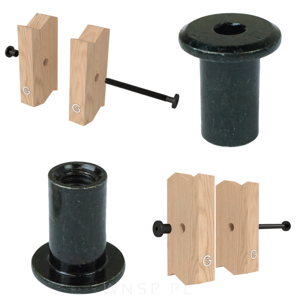 Nakrętka Ericsona M6 x 15, tulejka meblowa 10 sztuk do połączeń, łeb płaski, czarna