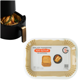 WKŁAD AIR FRYER PROSTOKĄTNY 22 X 14 CM PAPIER WKŁADY PAPIEROWE DO FRYTKOWNICY BEZTŁUSZCZOWEJ