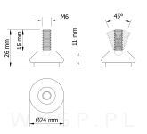 Stopka do mebla, M6 x 26 mm, regulator poziomu - 2