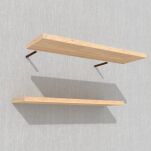 Zestaw 2 półek ściennych w dekorze dębu 500 x 200 x 18 mm, z niewidocznymi ramionami - 6