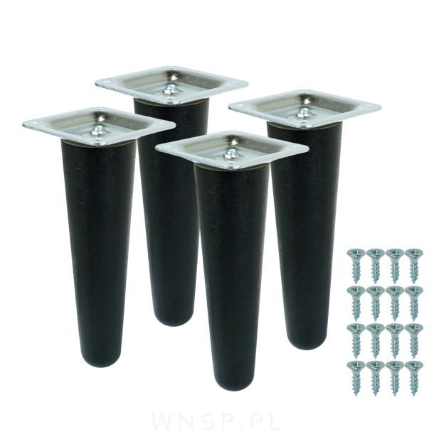 4x Noga bukowa prosta UNIQ 8 CM z blachą montażową