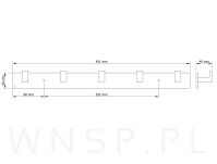 Wieszak z 5 uchwytami, haczyk, kolor czarny przykręcany - 2