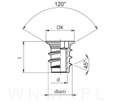 M6 X 17 mm - Mufa wkręcana z kołnierzem do drewna - 3