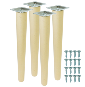 4X Noga bukowa prosta UNIQ 35 CM z blachą montażową