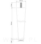 Noga bukowa prosta, stożek 20 cm, biała ze szpilką M8 x 25 mm - 2