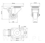 Kółko meblowe obrotowe gumowane 30 - 40 kg, Ø 40 mm, z hamulcem - 3