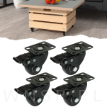 Kółko meblowe obrotowe gumowane 30 - 40 kg, Ø 40 mm, z hamulcem - 2