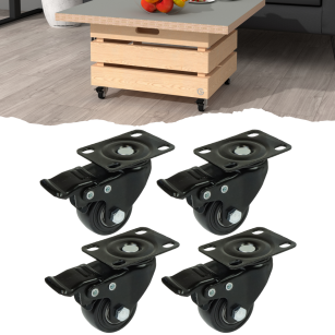 Kółko meblowe obrotowe gumowane 30 - 40 kg, Ø 40 mm, z hamulcem