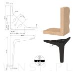 Noga meblowa szpilka typ V 18 CM czarny mat - 5
