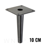 Noga stalowa stożek 10 cm, z blachą montażową, czarna matowa - 4