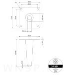 Noga stalowa stożek 10 cm, z blachą montażową, czarna matowa - 2