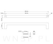 Uchwyt meblowy 192 mm Quadro, czarny, loft do szafki szuflady kuchennej - 2