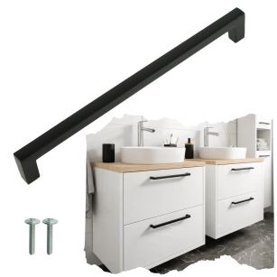 Uchwyt meblowy 192 mm Quadro, czarny, loft do szafki szuflady kuchennej