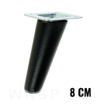 Noga meblowa bukowa skośna, 8 cm czarna z blachą montażową - 4