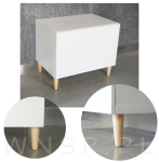 Noga bukowa prosta UNIQ 12 cm z blachą montażową, lakier bezbarwny - 3