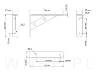 Wspornik 2 sztuki, konsola do półki ściennej, wiszącej 150 x 100 x 25 mm - 2