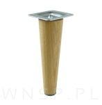 Noga dębowa prosta, stożek 15 cm lakierowana z blachą montażową - 4