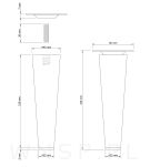 Noga dębowa prosta, stożek 15 cm lakierowana z blachą montażową - 2