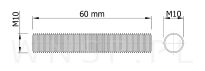 M10 X 60 mm szpilka metryczna, trzpień gwintowany - 3