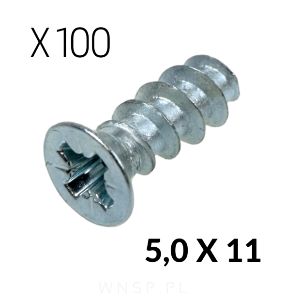 5,0 X 11 mm eurowkręt z łbem stożkowym