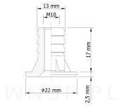 Regulator, stopka meblowa sześciokątna  M10 X 40 mm z mufą wbijaną - 6