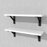 Zestaw 2 półek ściennych białych 400 x 150 x 18 mm, ze wspornikami montażowymi - 4