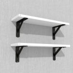Zestaw 2 półek ściennych białych 400 x 150 x 18 mm, ze wspornikami montażowymi - 5