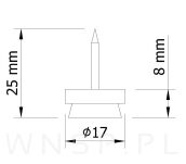 17 mm ślizgacz z gwoździem i filcem białym - 3