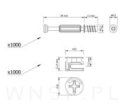 Złącze meblowe mimośrodowe zaczep 34 mm, komplet złącza do mebli 1000 kpl. - 2