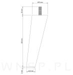 Noga bukowa skośna, stożek 15 cm, czarna ze szpilką M8 x 25 mm - 2