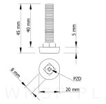 Regulator, nóżka, stopka meblowa M8 X 40 mm - 2