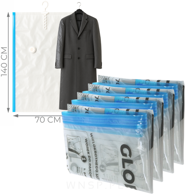 WORKI PRÓŻNIOWE 140 x 70 CM 4 SZTUKI, NA KURTKI, PŁASZCZE, DO SZAFY MOCNE GRUBE