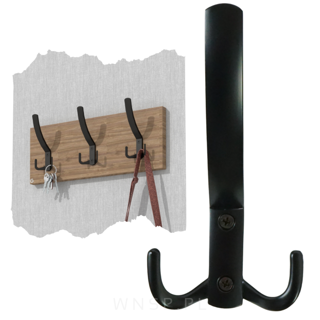 Haczyk 3 ramienny wieszak przykręcany, czarny