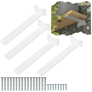 Zestaw 4 nowoczesnych wsporników do półki meblowej 260 mm, biały