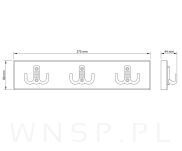 Wieszak ścienny na ubrania, z 3 haczykami, dąb surowy - 2