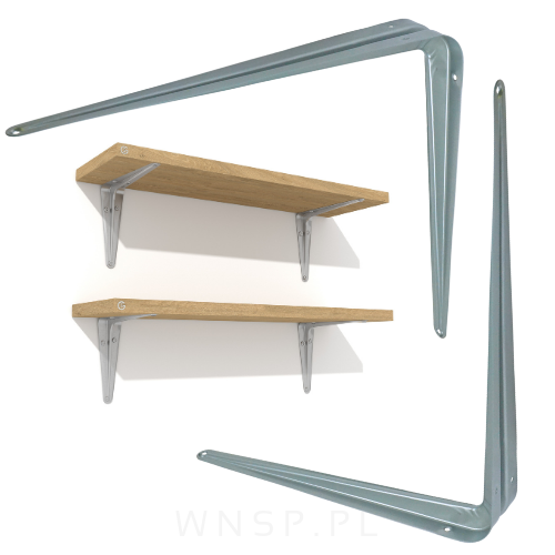 20x Wsporników do półki ściennej 300 x 250 mm, w kolorze srebrnym
