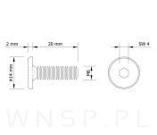 M6 X 20 mm metryczny na imbus 4 mm, czarny - 3