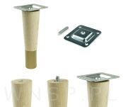 Nóżka dębowa prosta stożek 15 cm surowa, z nakładką antico - 5