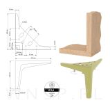 Noga meblowa typ V 12 CM mosiądz, złota szczotkowana - 4