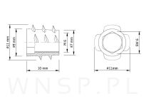 Mufa wkręcana M6 x 10 mm, do płyty meblowej lub drewna - 3