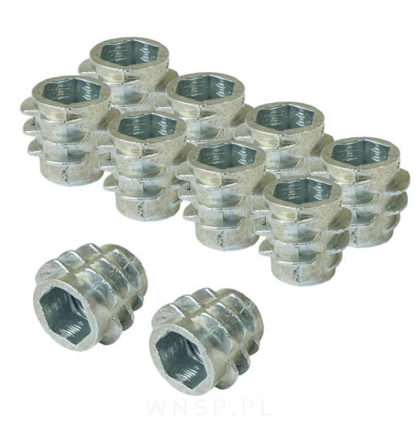 Mufa wkręcana M6 x 10 mm, do płyty meblowej lub drewna