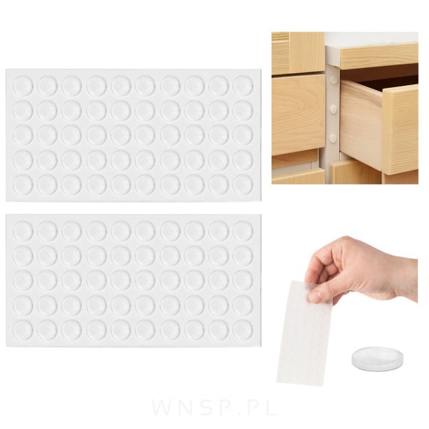 Odbojniki silikonowe samoprzylepne do drzwi mebli szuflad nóżki fi 7 x 1,5 mm