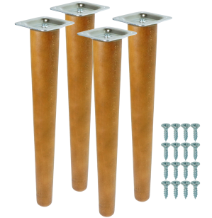 4x Noga bukowa prosta UNIQ 45 CM z blachą montażową