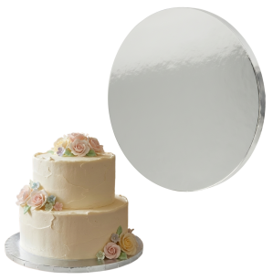 Podkład pod tort Ø 28 cm okrągły, dekoracja na urodziny gruby sztywny srebrny